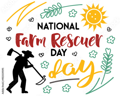 National Farm Rescuer Day Vector, Agricultural Emergency Support Concept