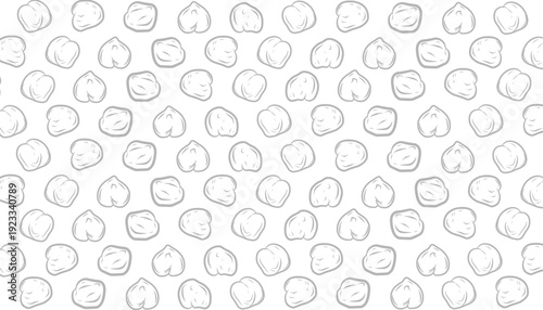 Chickpea Seamless Pattern. Hand Drawn Garbanzo Bean Illustration. Outline Vector Repeating Food Background.