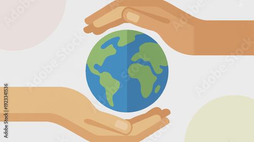 Hands holding the earth globe with care and protection symbolizing environmental conservation and sustainability