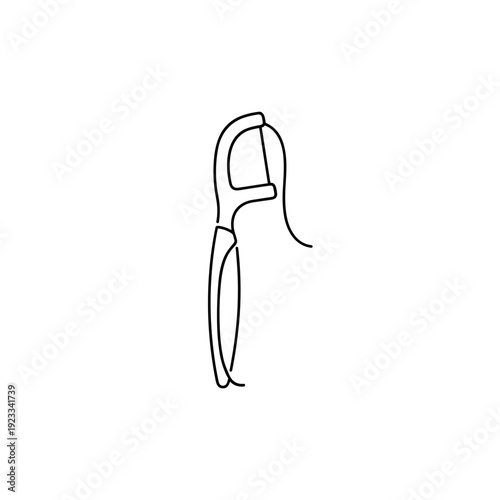 Minimalist line drawing of a tooth flosser isolated on a white background, showcasing its sleek design and simplicity