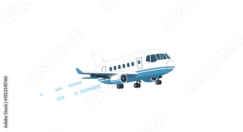 Airplane Vector Illustration, Flat Design, Travel and Transportation Concept, Aviation Image
