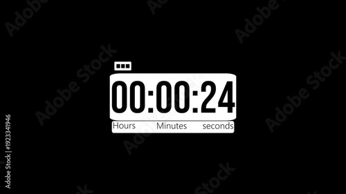 Minimal tech countdown clock with smooth ticking seconds. Elegant time remaining display for live stream presentation.