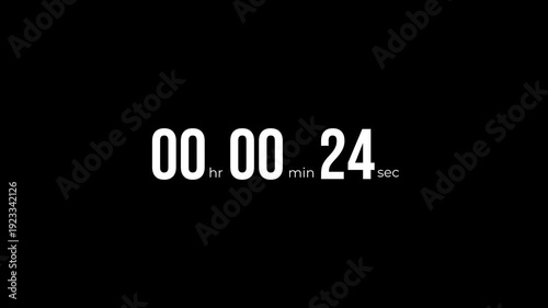 Minimal tech countdown clock with smooth ticking seconds. Elegant time remaining display for live stream presentation.