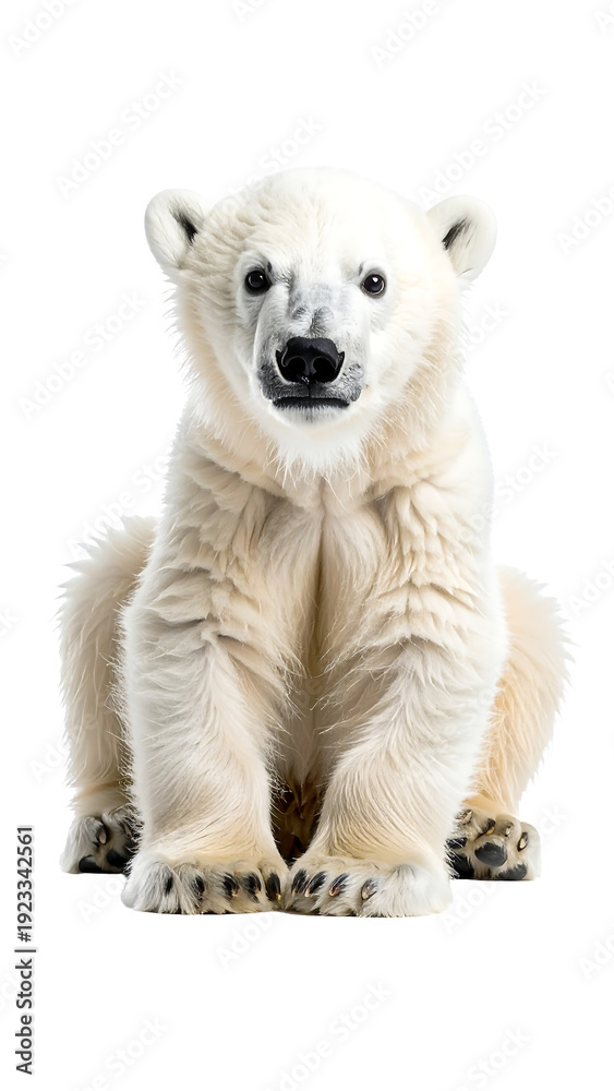 Fototapeta premium Calm Polar Bear Cub in Soft White Background