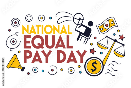 National Equal Pay Day Vector, Fair Wages and Gender Equity Concept