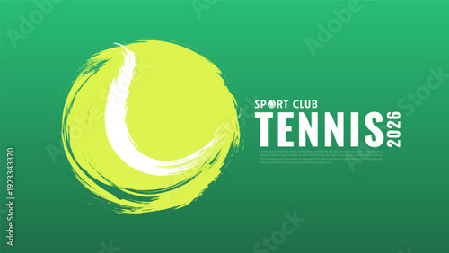 Tennis 2026 Championship Background with Rackets and Balls on Court , Vector illustration EPS 10