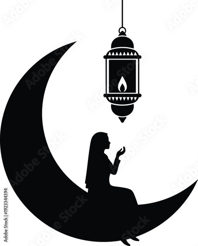 Islamic calligraphy with mosque, crescent moon, and lanterns, music notation symbols, business management icons, heart shapes, and web browser graphics.