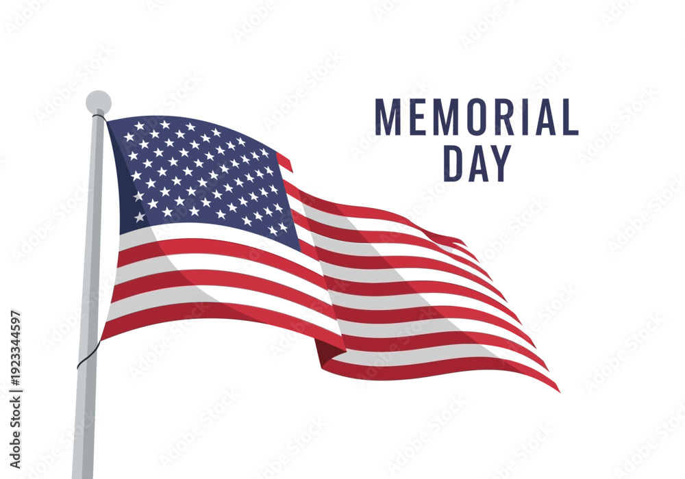 Fototapeta premium American Flag Waving Proudly on Memorial Day Celebration.