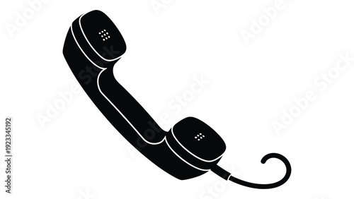 A black and white image of a telephone handset isolated on white background, Vector