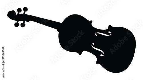A black silhouette of a violin on a white background isolated on white background, Vector