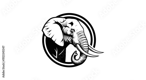 Stylized Elephant Head Icon - Majestic Wildlife Emblem