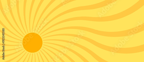 Yellow Sunburst Spiral Background: Retro Pop Art Radial Swirl with Motion Effect