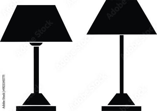 Two black lamp silhouettes against a white background simple decorative lighting