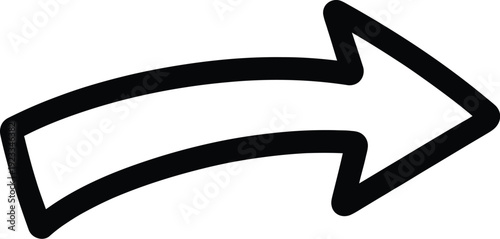 Single black curved arrow icon isolated on white background for directional pointer sign navigation symbol and creative graphic design element.