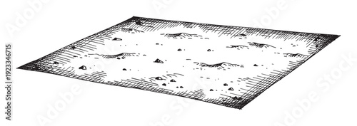 Hand drawn sketch of a textured cracker or biscuit with a rough surface, ideal for culinary blogs, food packaging, or snack advertising materials