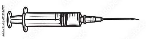 Medical syringe with needle ready for injection or vaccination depicting health care procedures and pharmaceutical treatments useful for medical websites or educational materials