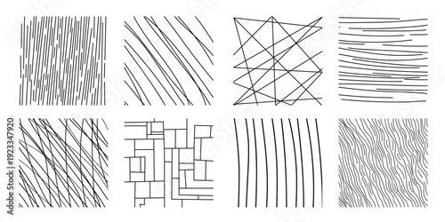 set abstract pattern of black lines on a white background