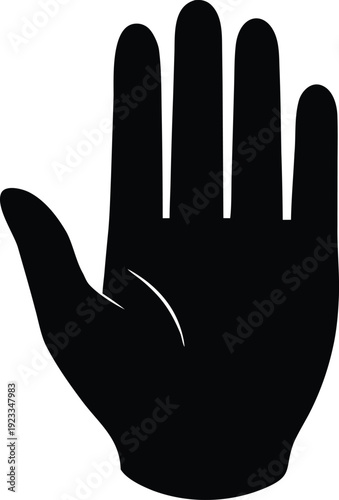 Black silhouette of a human hand with fingers extended and palm facing forward