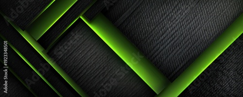 Layered abstract black texture with glowing lime green diagonal strips