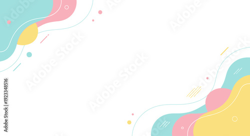 Abstract pastel shapes background, soft flowing curves and circles, light and airy design