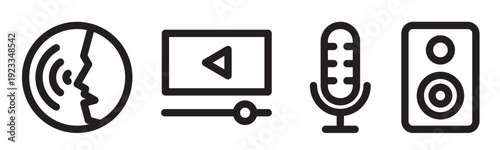  audio communication line symbol set for digital products