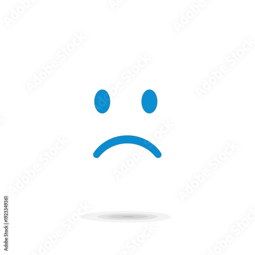 Sad face emoji illustration with a simple blue design on a white background