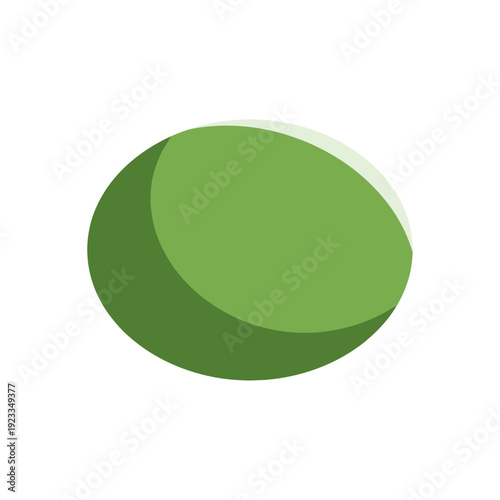 A bright green ellipse with a subtle shadow and a lighter green hue on its surface, symbolizing freshness and simplicity
