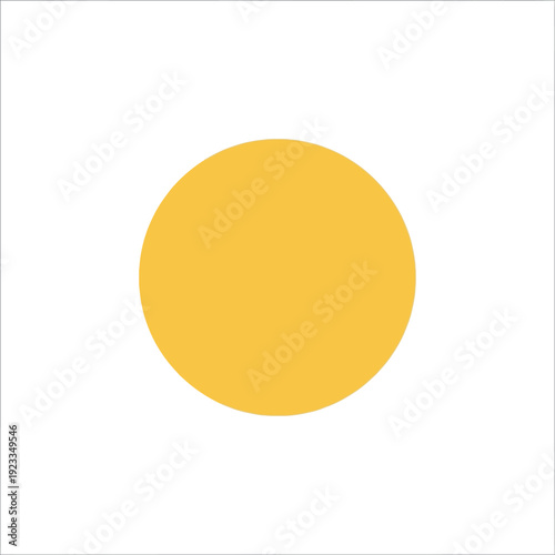 Minimalist golden yellow circle graphic element on a pristine white background, a clean and simple geometric shape for modern design