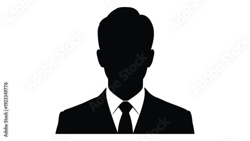 A silhouette of a man in a business suit and tie isolated on white background, Vector
