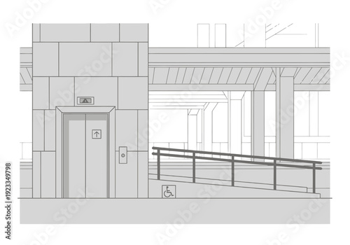 Modern Accessible Building Entrance With Elevator And Ramp Providing Access For All Individuals And Mobility Needs For Urban Environments
