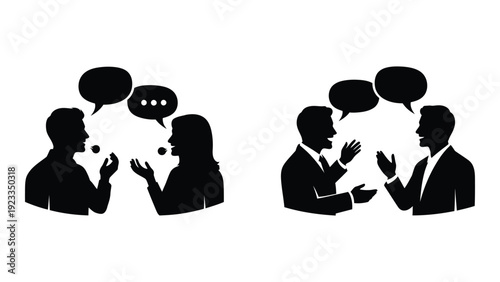 People communicating with speech bubbles isolated on white background, Vector