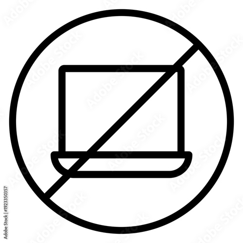 Digital Detox icon. icon prohibited from using laptop.
