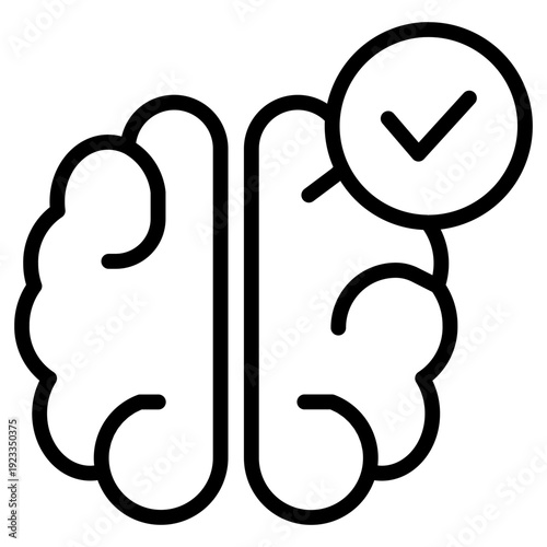 Digital Detox icon. brain icon with a check mark.