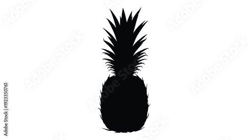 A black silhouette of a pineapple on a white background isolated on white background, Vector
