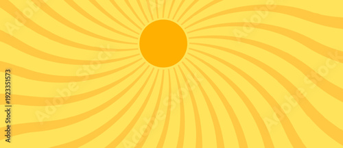 Yellow Sunburst Spiral Background: Retro Pop Art Radial Swirl with Motion Effect