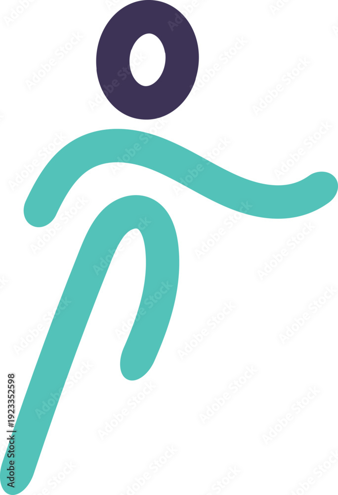 Obraz premium Abstract Human Figure Logo – Modern Minimal Shape Symbol