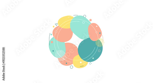 Abstract colorful organic shapes forming a circle, modern design, minimalist background