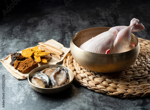 Wallpaper Mural Fresh raw chicken and samgyetang ingredients Torontodigital.ca