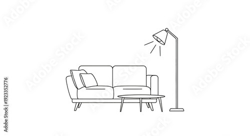 Modern minimalist living room furniture set.