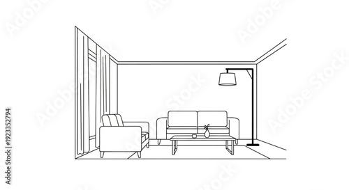 Modern minimalist living room interior design.