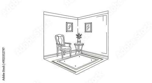 Chair and small table interior corner.