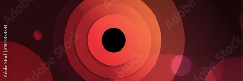 Abstract gradient background of concentric circles and orbs in reddish hues