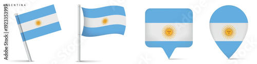 Argentina flag icon collection isolated on white background