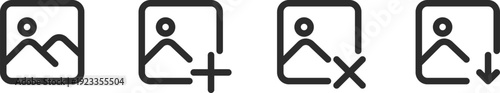 Gallery Icon Pack Image Upload and Photo Add Line Icons Set Easy to Use Transparent Background