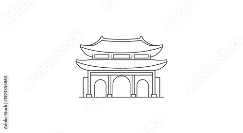 Traditional Asian Roofed Gate Structure.