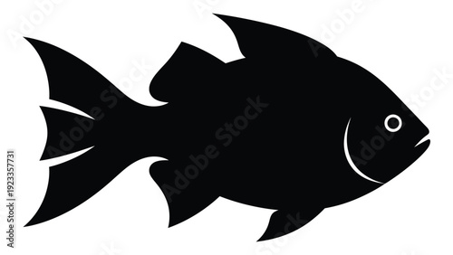 A black silhouette of a fish on a white background isolated on white background, Vector