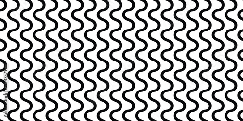 Minimalist black wavy line pattern on white background. Perfect for apparel, bandanas, gift wrap, packaging, notebook covers, and modern wallpaper decor.