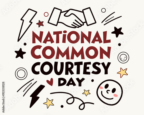 Courtesy and Kindness Awareness Vector Illustration, National Common Courtesy Day