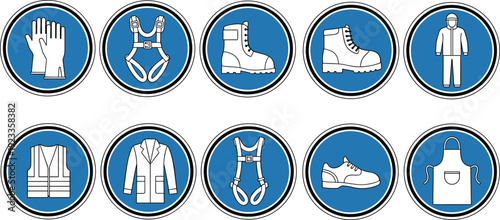 Work Safety Equipment Icons Set Protective Gear and Uniform Vector Collection