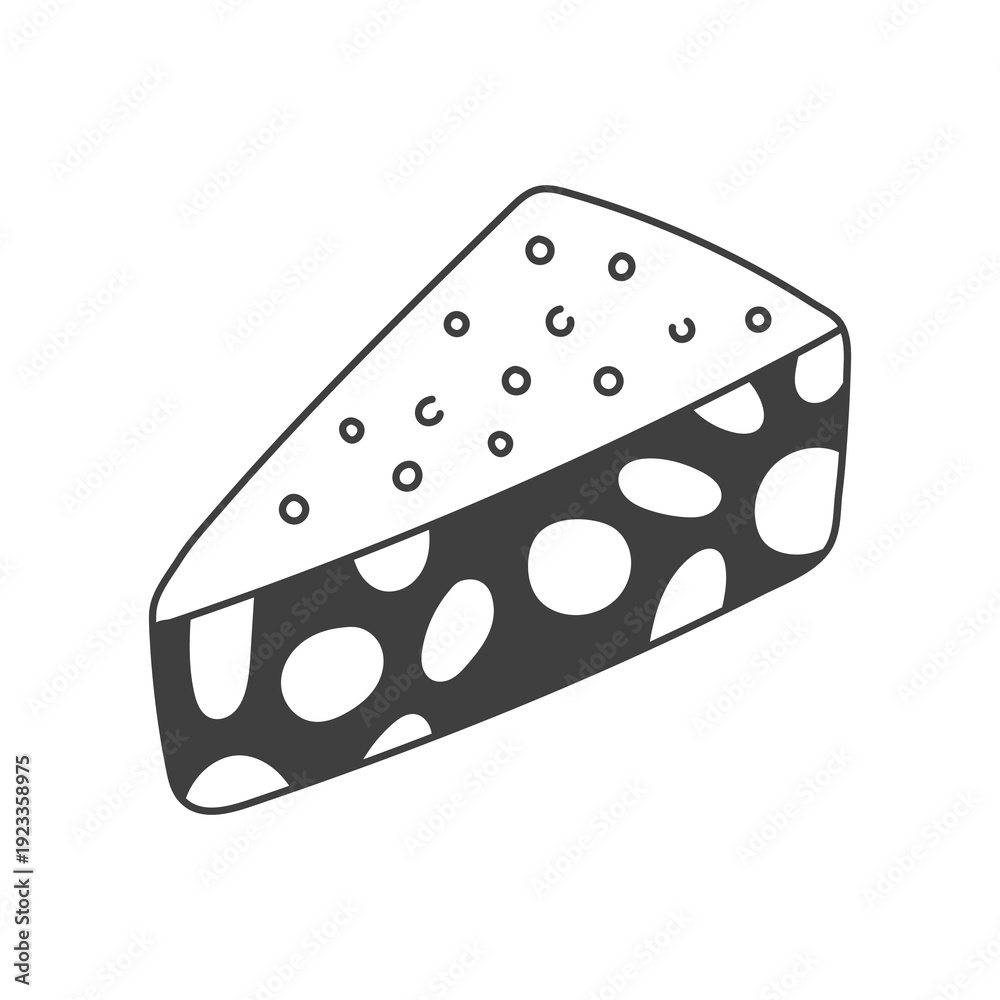Naklejka premium Panforte Italian Cake Slice Illustration. Honey nut confection with dried fruit, Spiced Mediterranean Siena heritage festive dessert vector art.